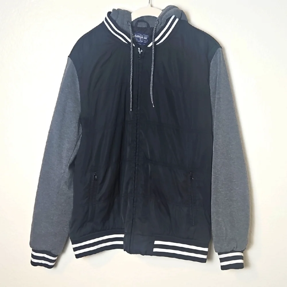 American Rag Black and Gray Bomber Jacket